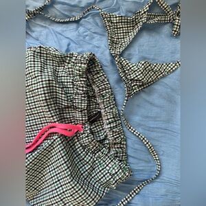 *****SOLD*****TLZFEMME Green, white & black plaid bikini style set